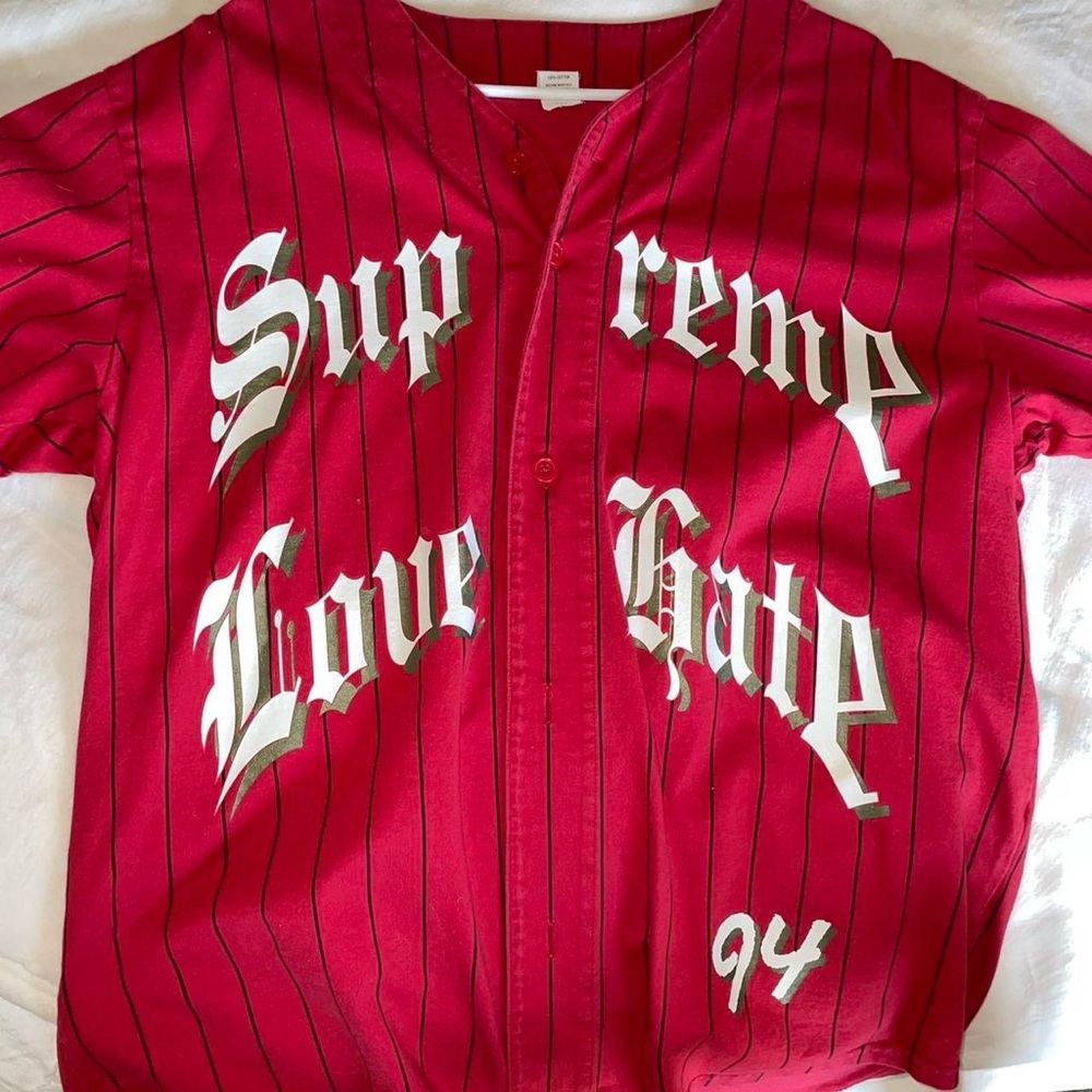 Authentic Supreme Love Hate Baseball Jersey 2019